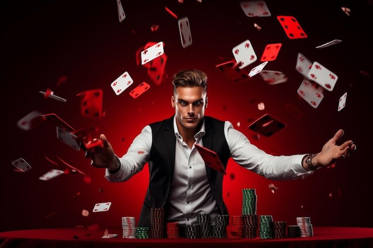 Meja Baccarat Asia Gaming dengan kartu dealer di mariyatogel